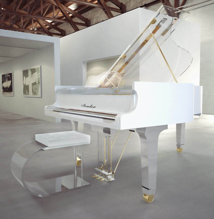 Translucid white designer piano