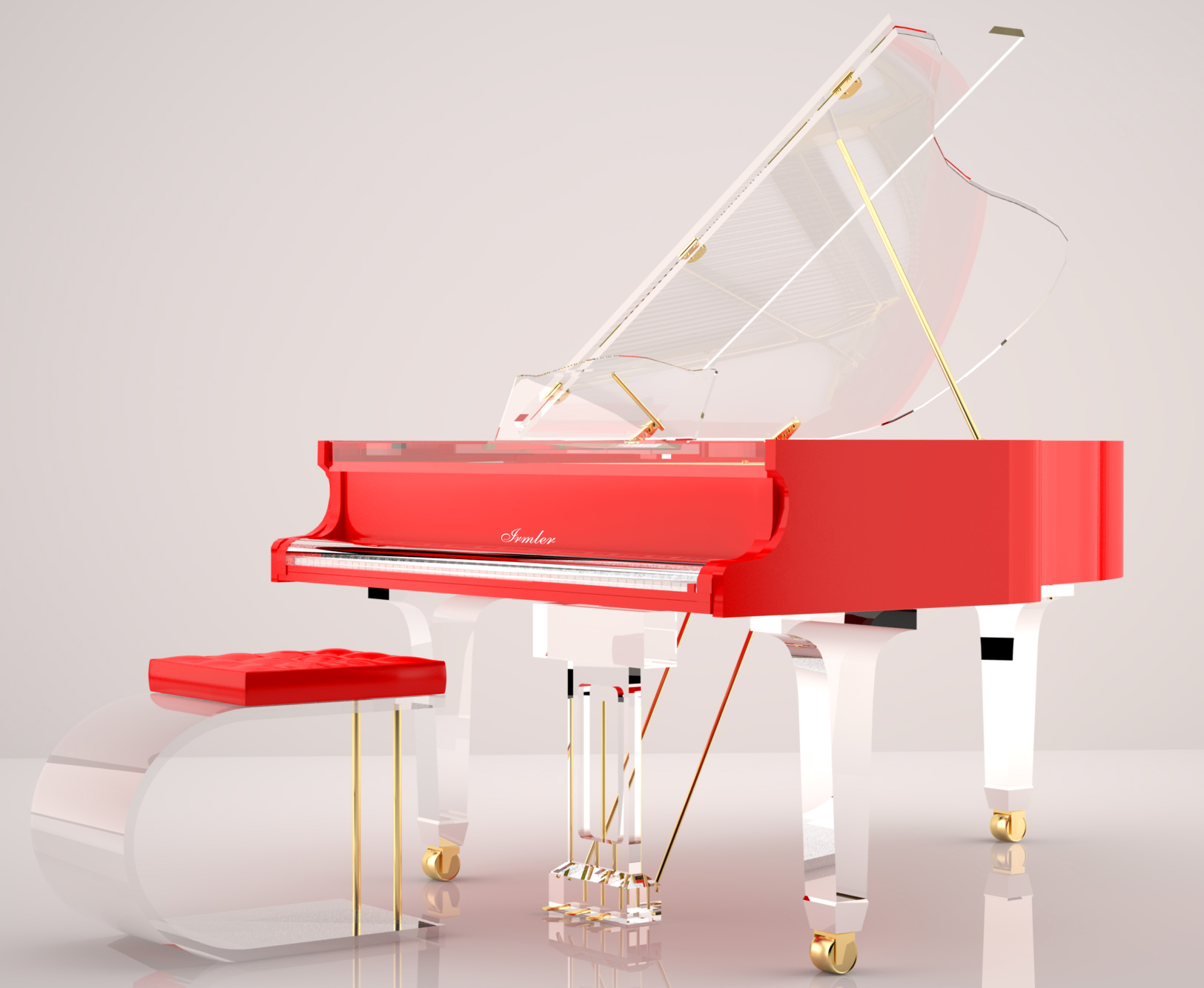 red translucent designer piano