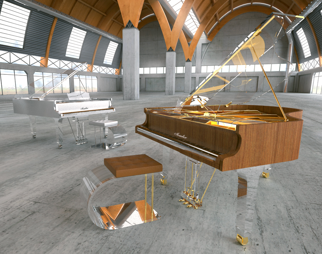 walnut translucent designer piano